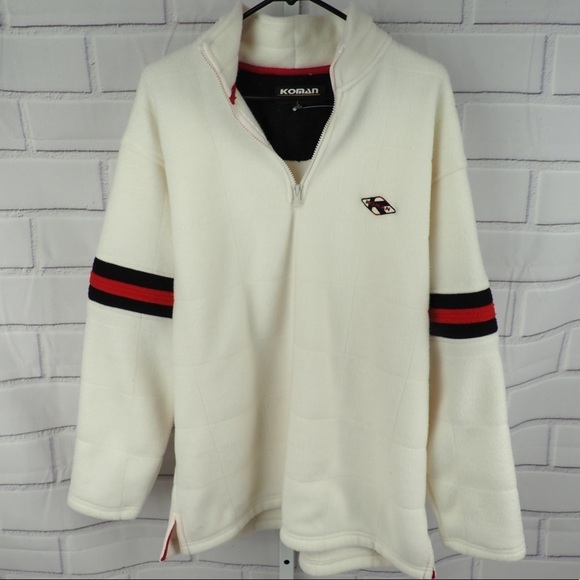 NWOT Koman sz M off white 1/4 zipper fleece - Picture 2 of 8